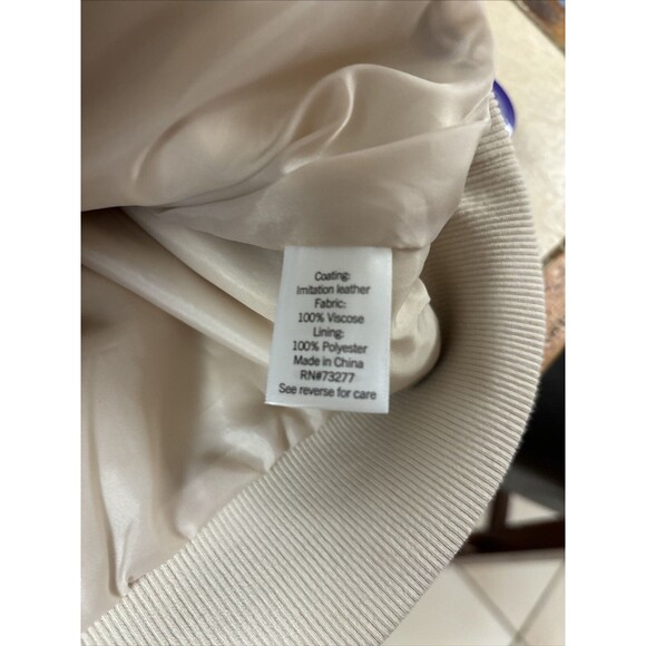 Nine West Xxl Imitation Leather Crop Jacket cream Color W/ Pockets~Full zip~ XXL - Picture 7 of 7